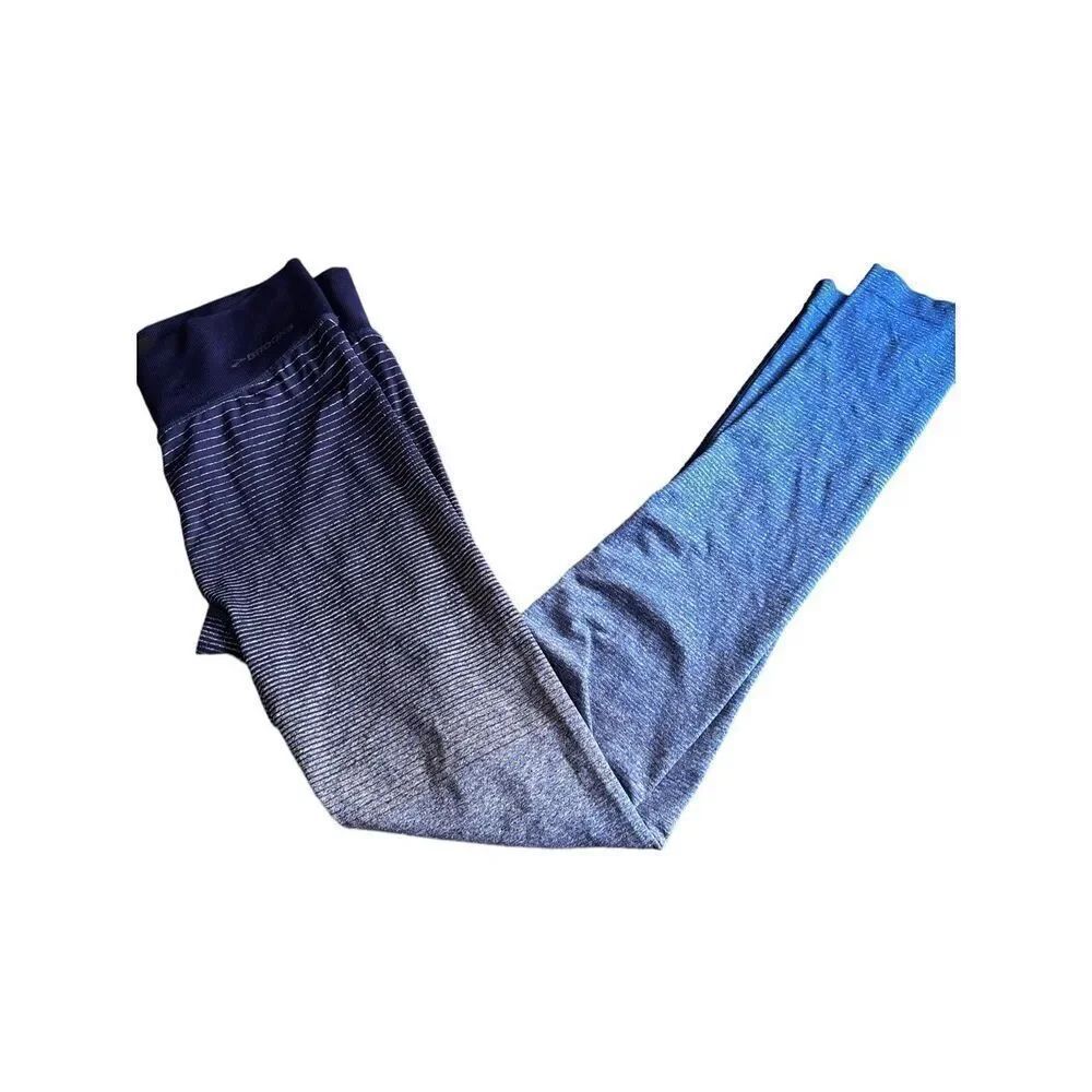 Brooks Streaker Womens Full Length Tights Size Medium Ombre Wave/Navy